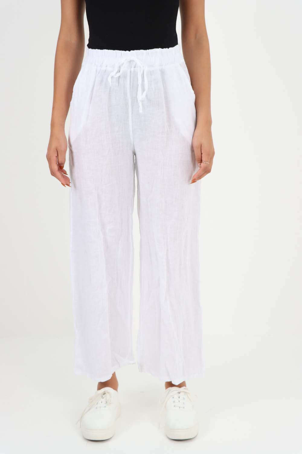 Italian Plain Linen Palazzo Trouser