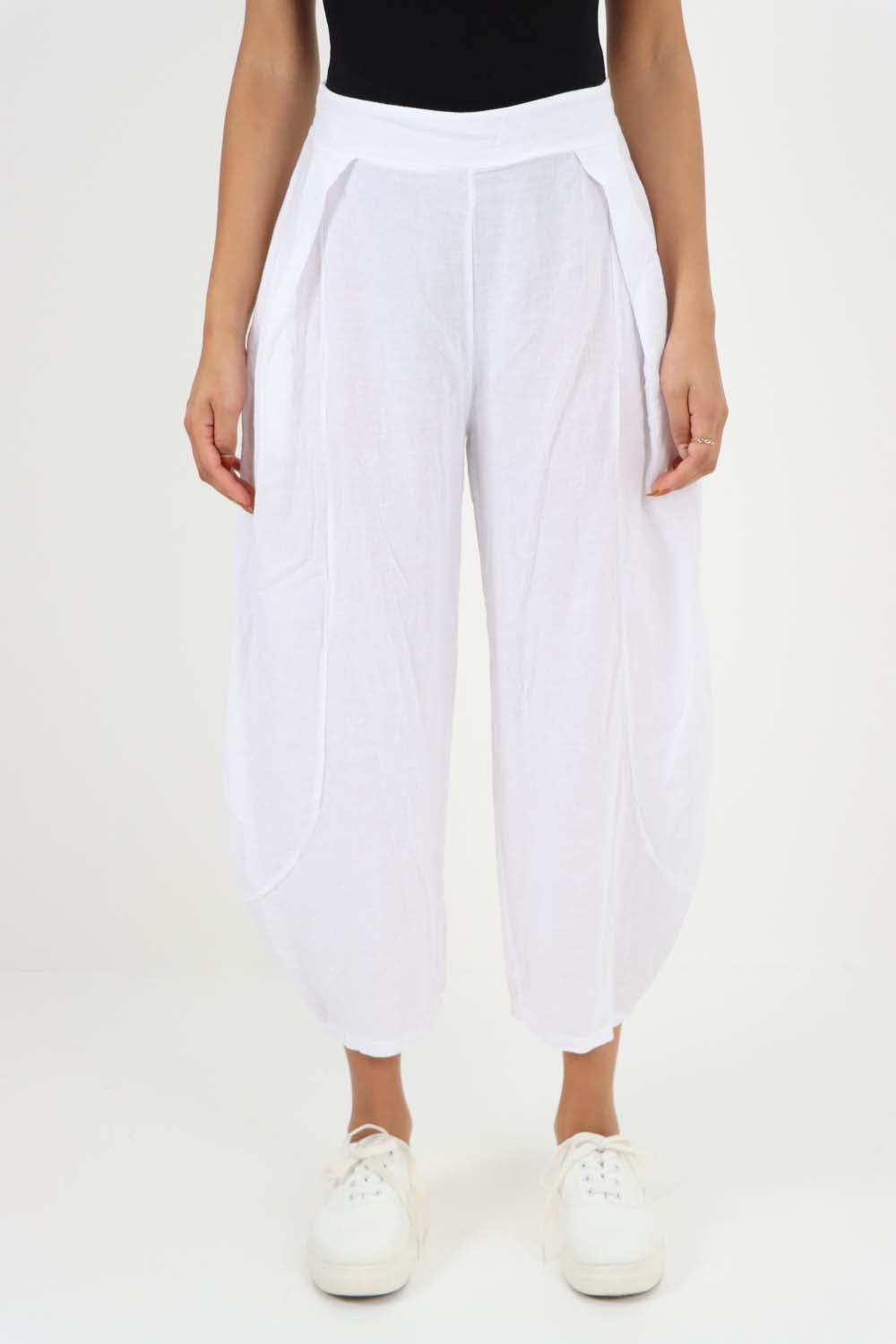 Italian Plain Layered 3/4 Linen Jogger
