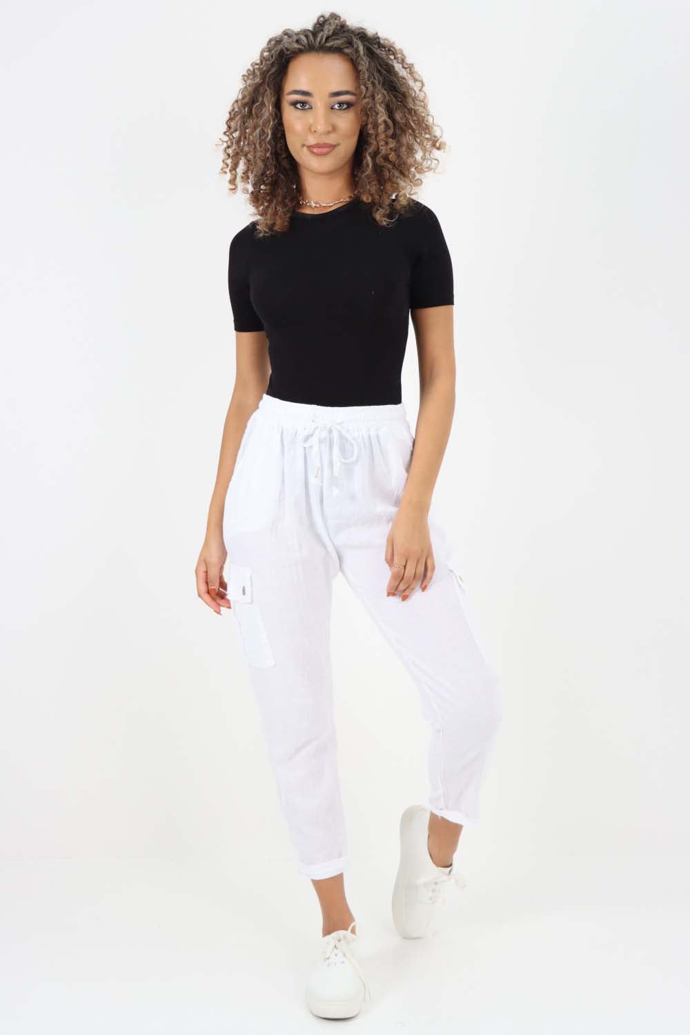 Italian Full Length Linen Cargo Pants