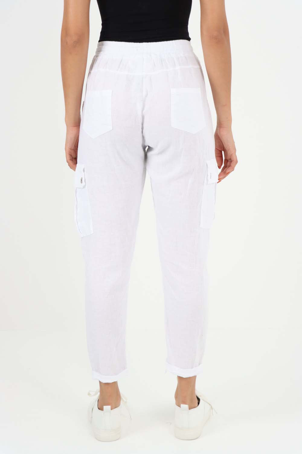 Italian Full Length Linen Cargo Pants