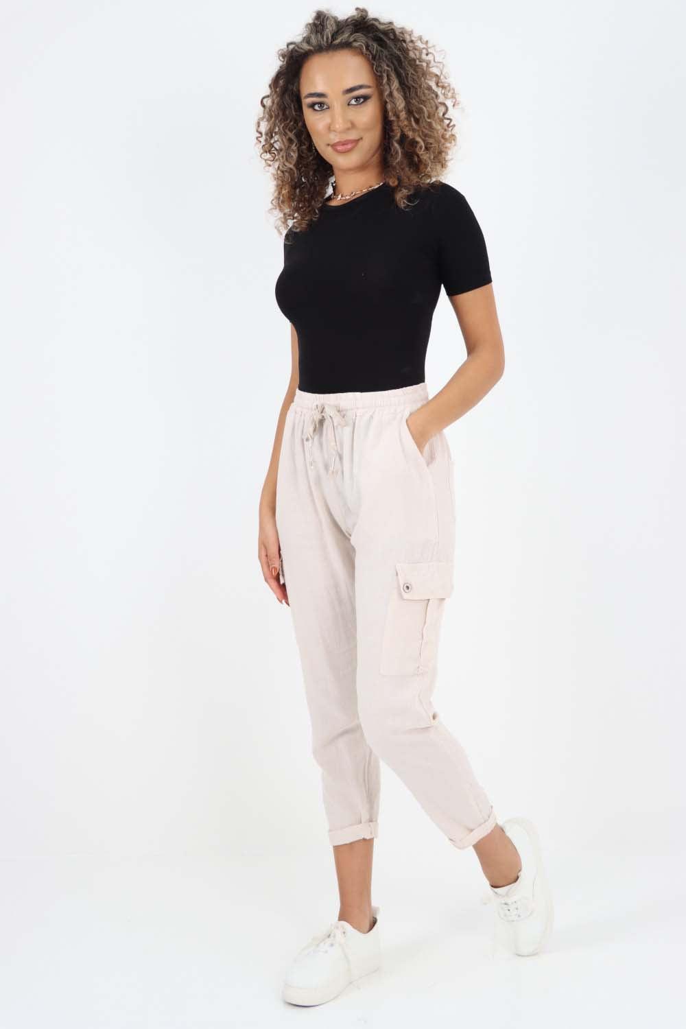 Italian Full Length Linen Cargo Pants