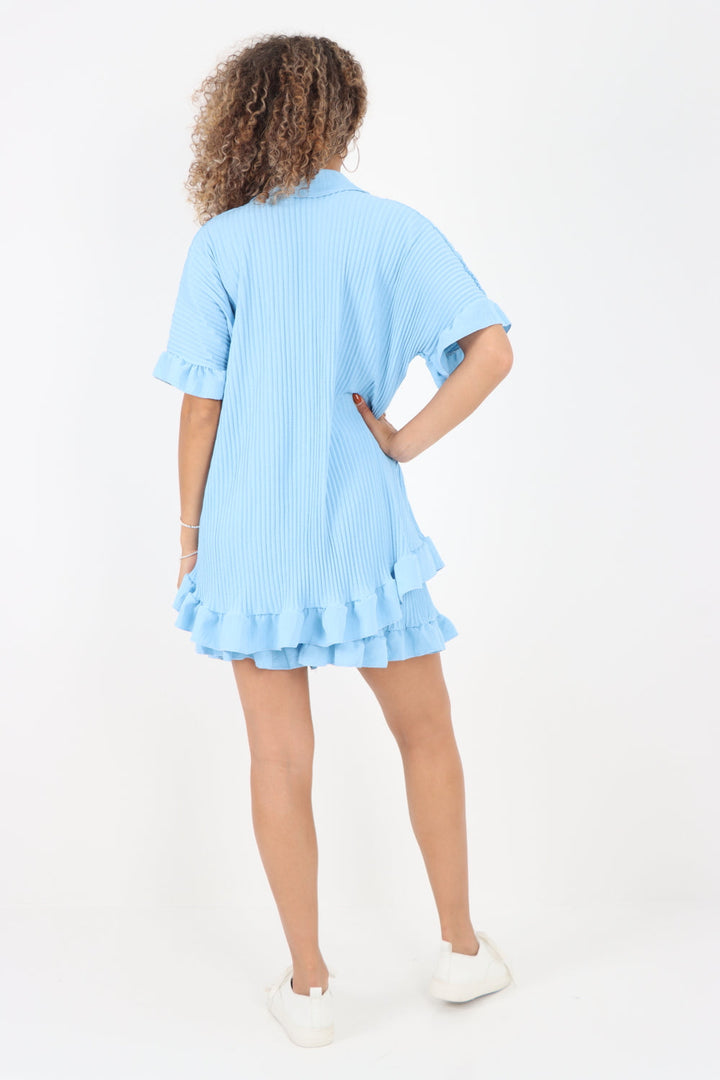 Italian Pleated Shirt & Shorts Co-Ord Set