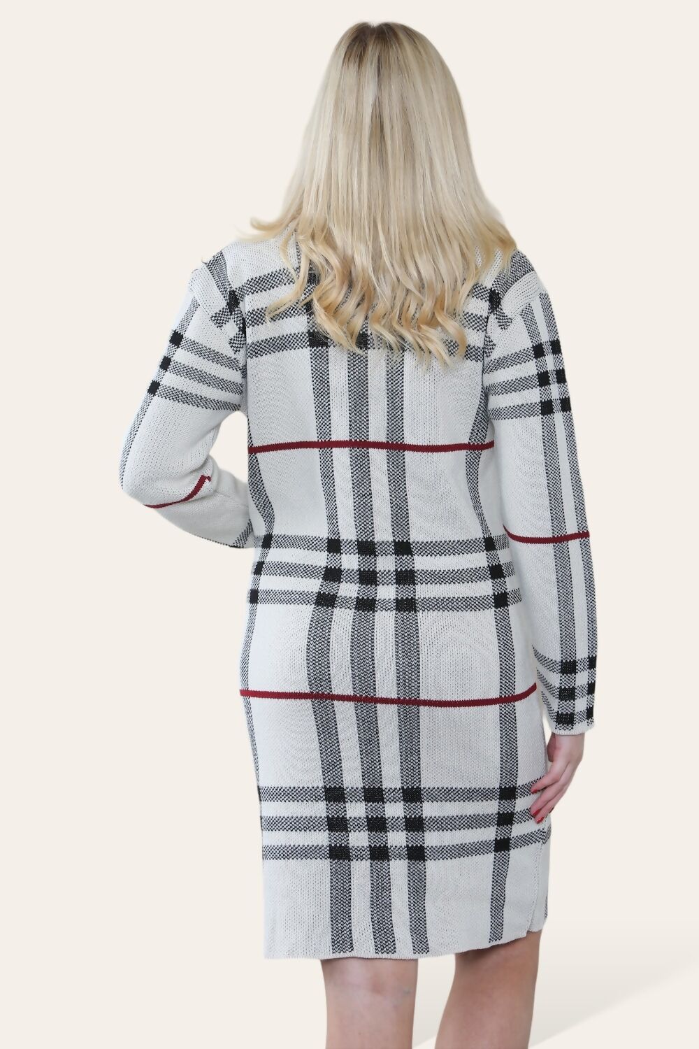 Polo Neck Contrast Striped Knitted Front Pocket Dress