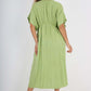 Italian Drawestring Front Flared Linen Dress