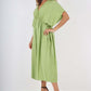 Italian Drawestring Front Flared Linen Dress