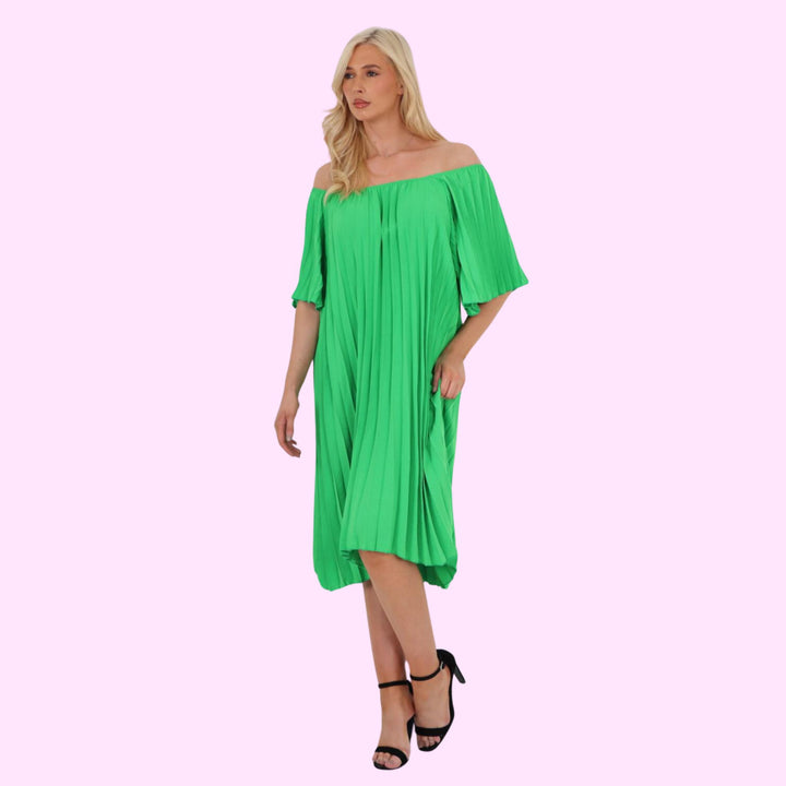 Pleated Off Shoulder dress