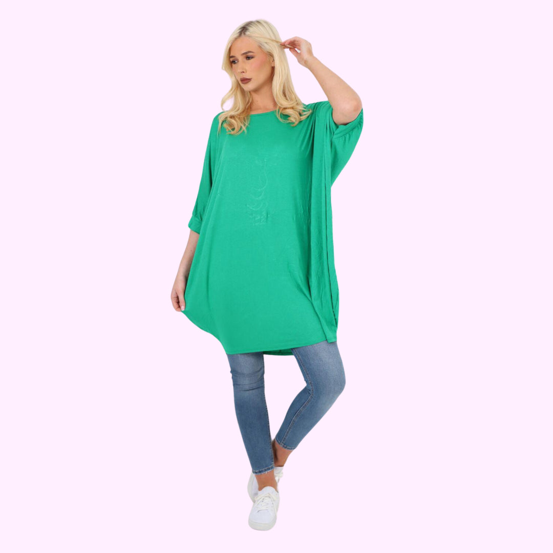 Italian Oversized Plain Batwing Sleeve Top