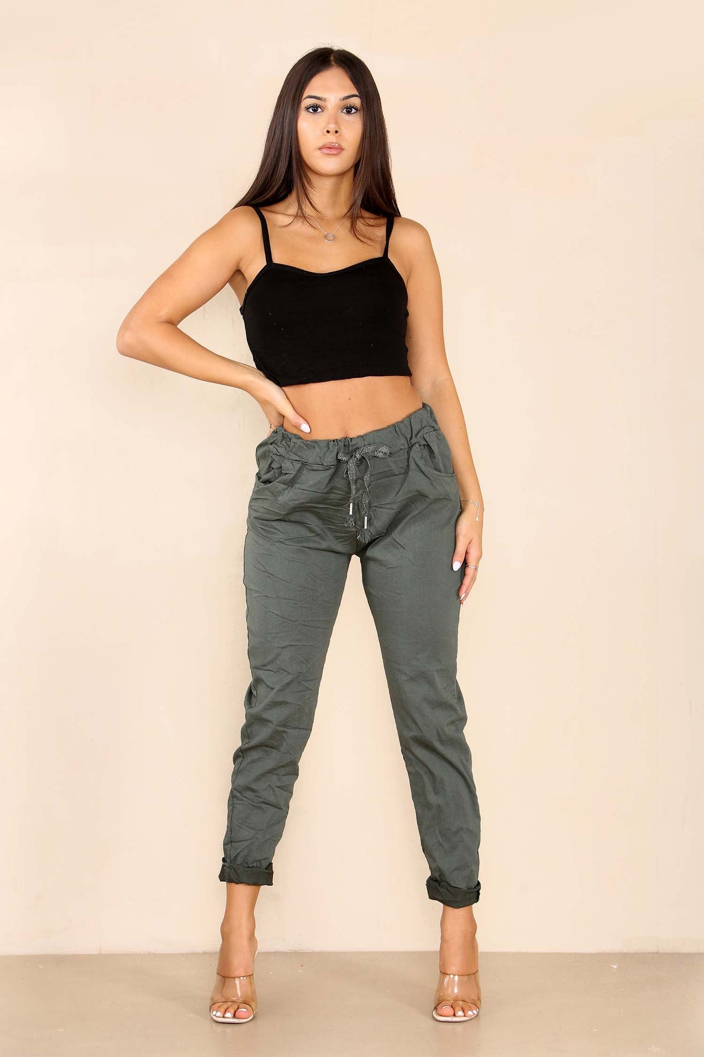 Italian Glitter Drawstring Waistband Magic Pants