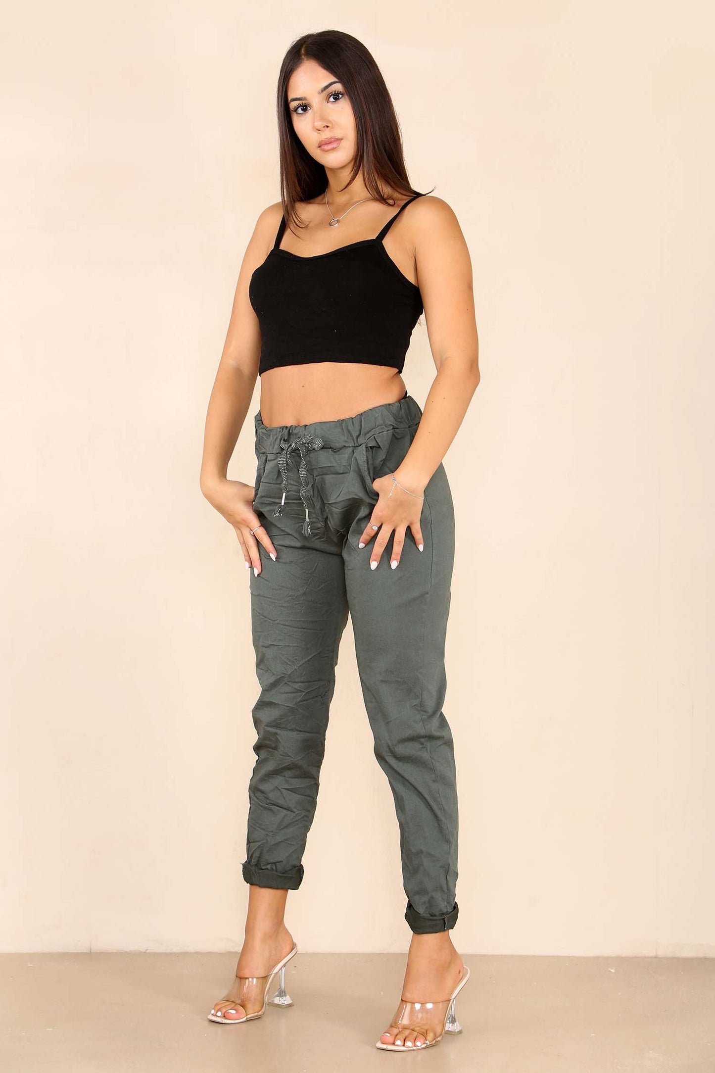 Italian Glitter Drawstring Waistband Magic Pants