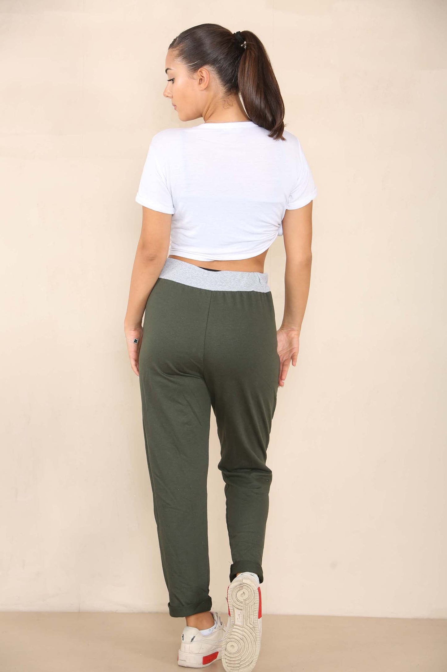 Italian Plain Drawstring Cotton Joggers