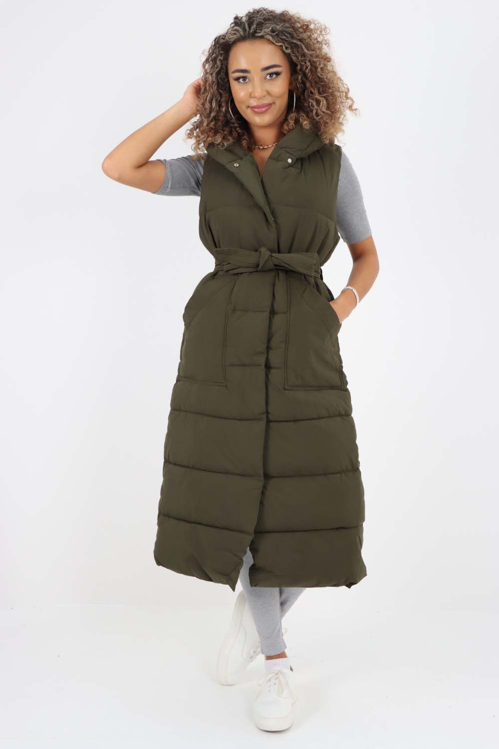Italian Belted Hooded Long Gilet