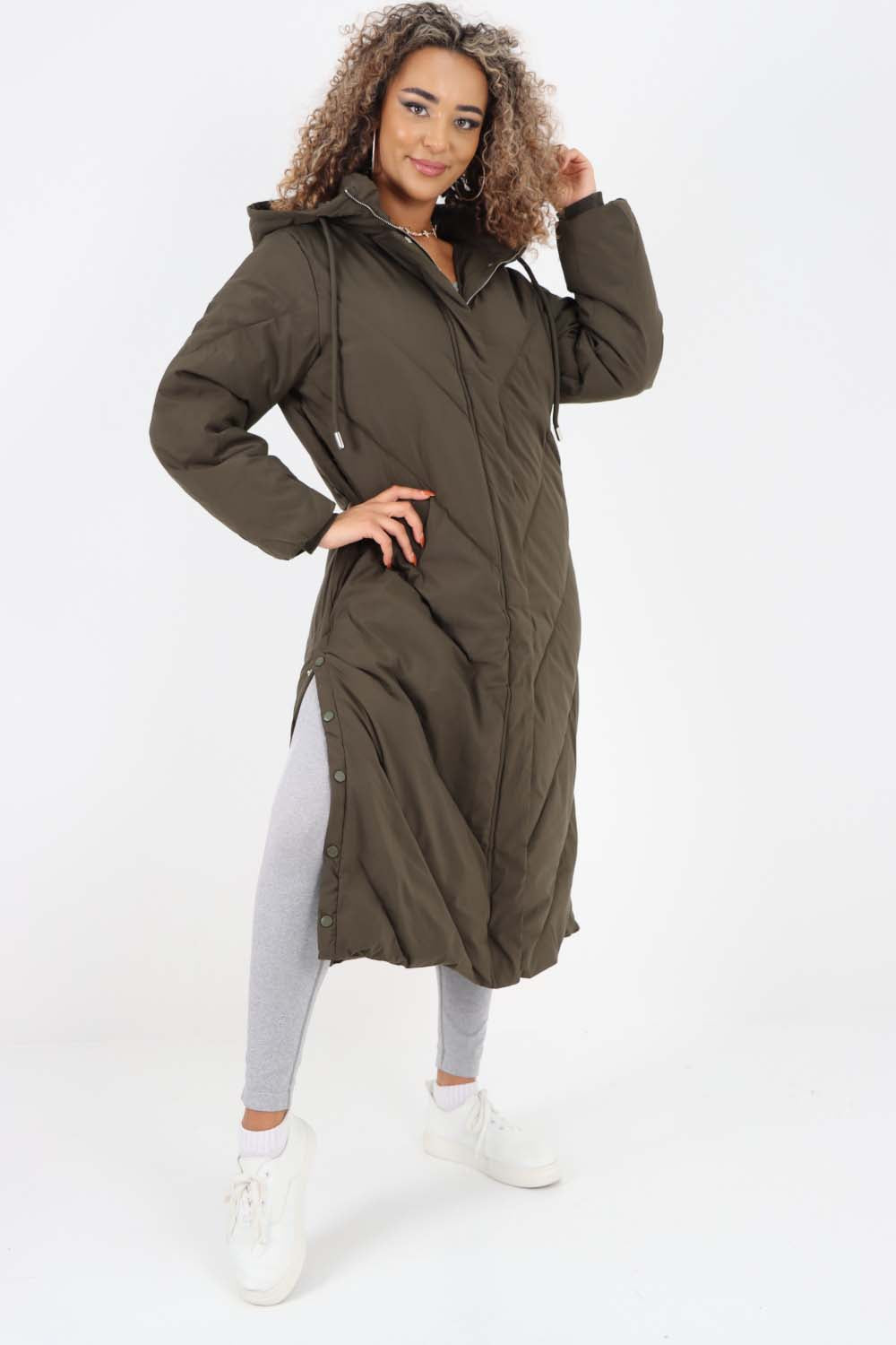 Italian Quilted Hooded Long Jacket Coat