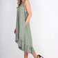 Italian Lace Neckline Dipped Hem Dress