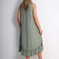 Italian Lace Neckline Dipped Hem Dress