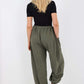Italian Drawstring Cotton Harem Trousers With Side Pockets