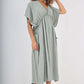 Italian Drawestring Front Flared Linen Dress