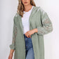 Italian Lace Sleeve Hooded Long Cardigan