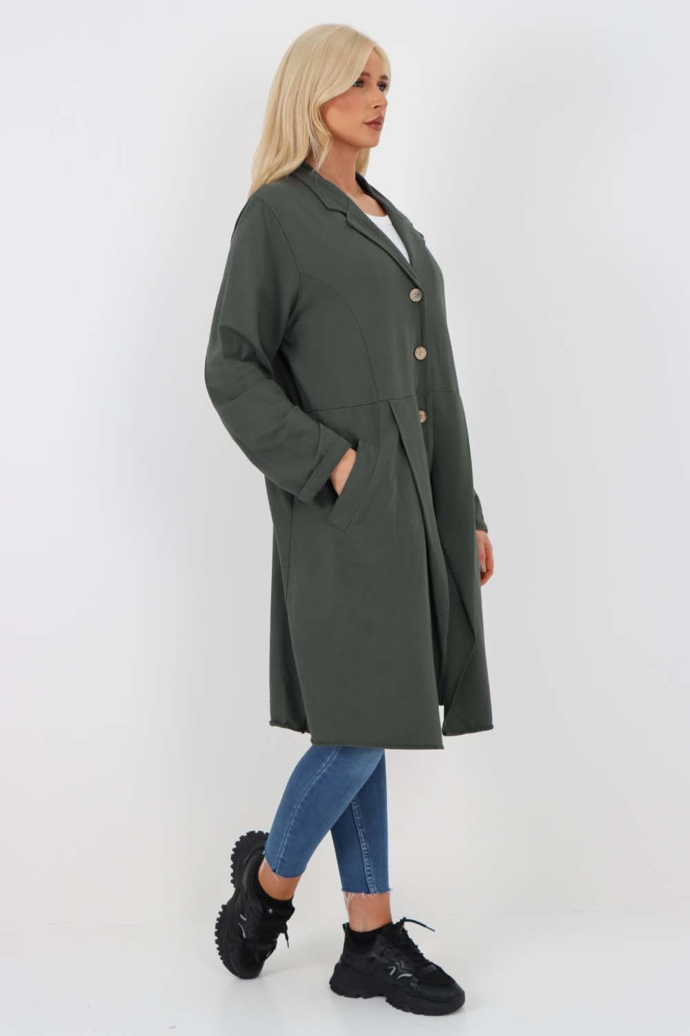 Italian Front Button Fastening Longline Cotton Cardigan