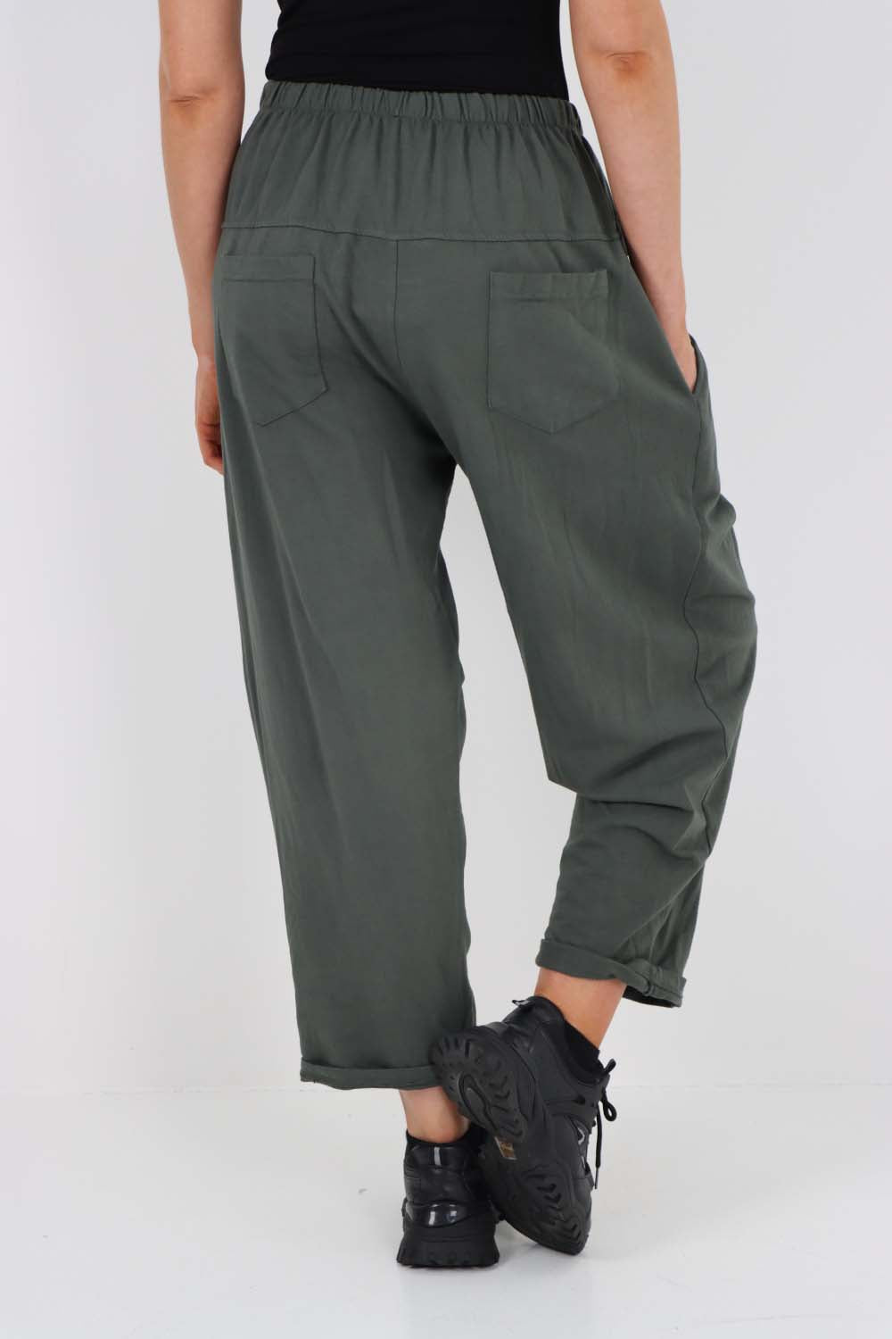 Italian Pleated Cotton Trousers With Side Pockets