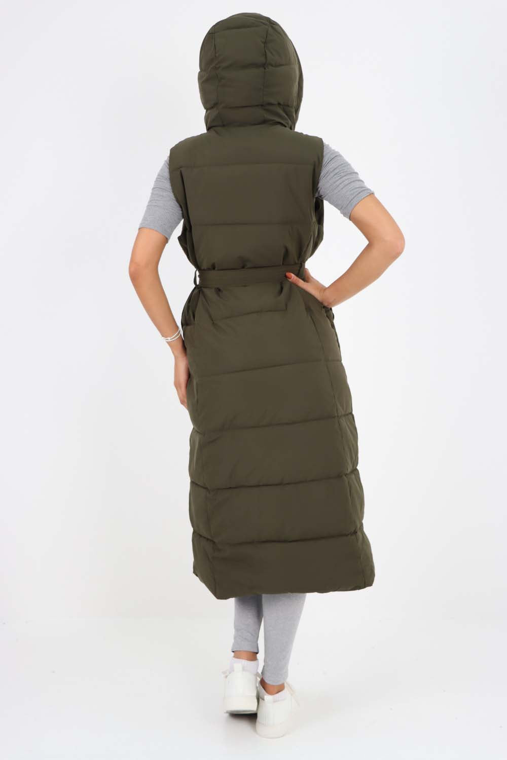 Italian Belted Hooded Long Gilet