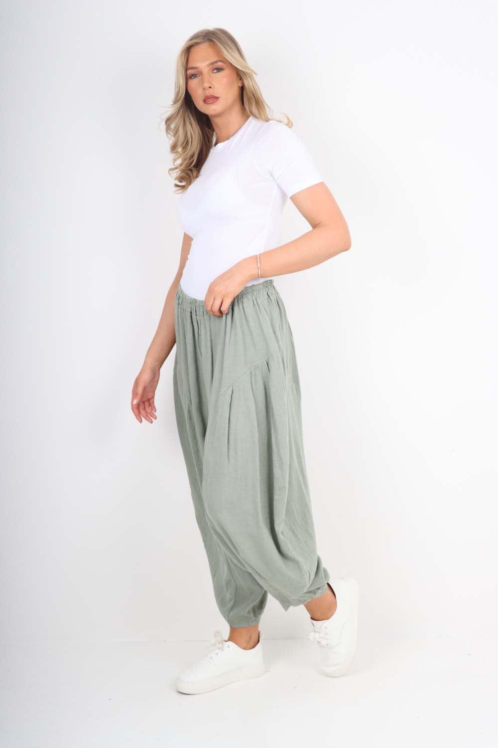 Italian Plain Linen Hareem Pants