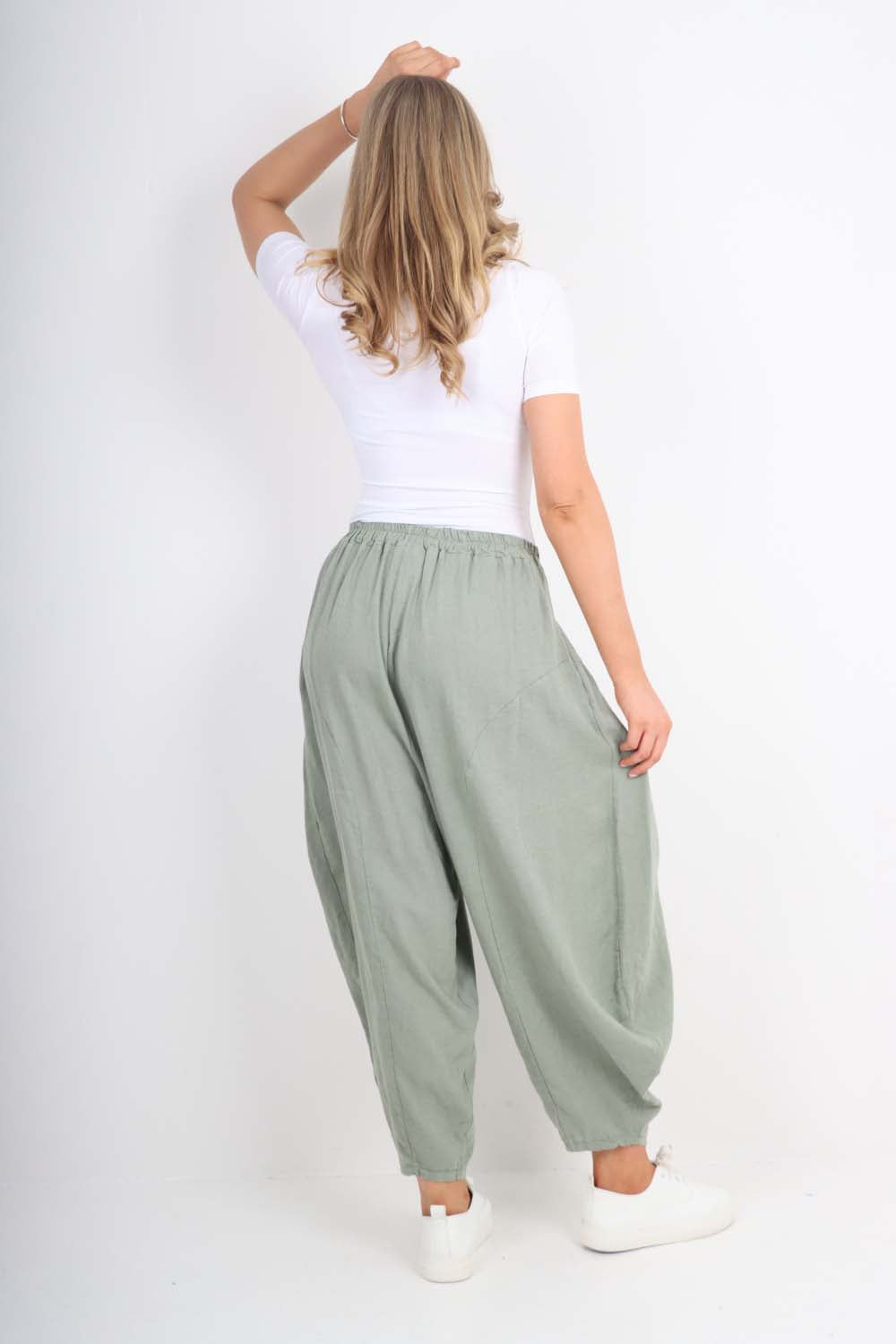 Italian Plain Linen Hareem Pants