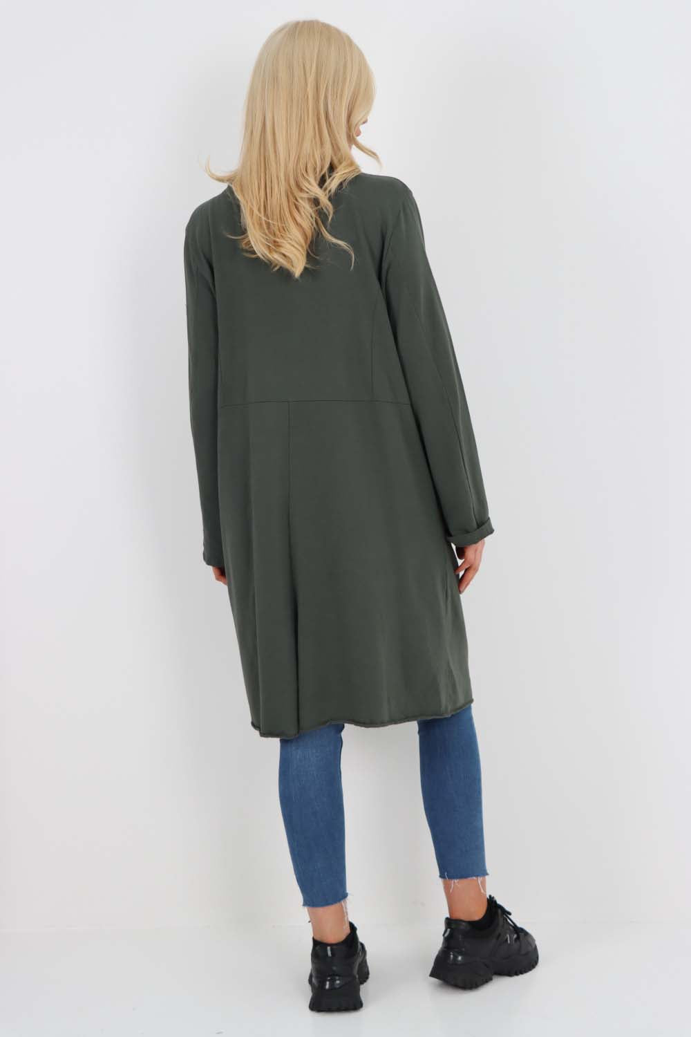 Italian Front Button Fastening Longline Cotton Cardigan