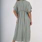 Italian Drawestring Front Flared Linen Dress