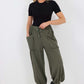 Italian Drawstring Cotton Harem Trousers With Side Pockets