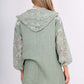 Italian Lace Sleeve Hooded Long Cardigan