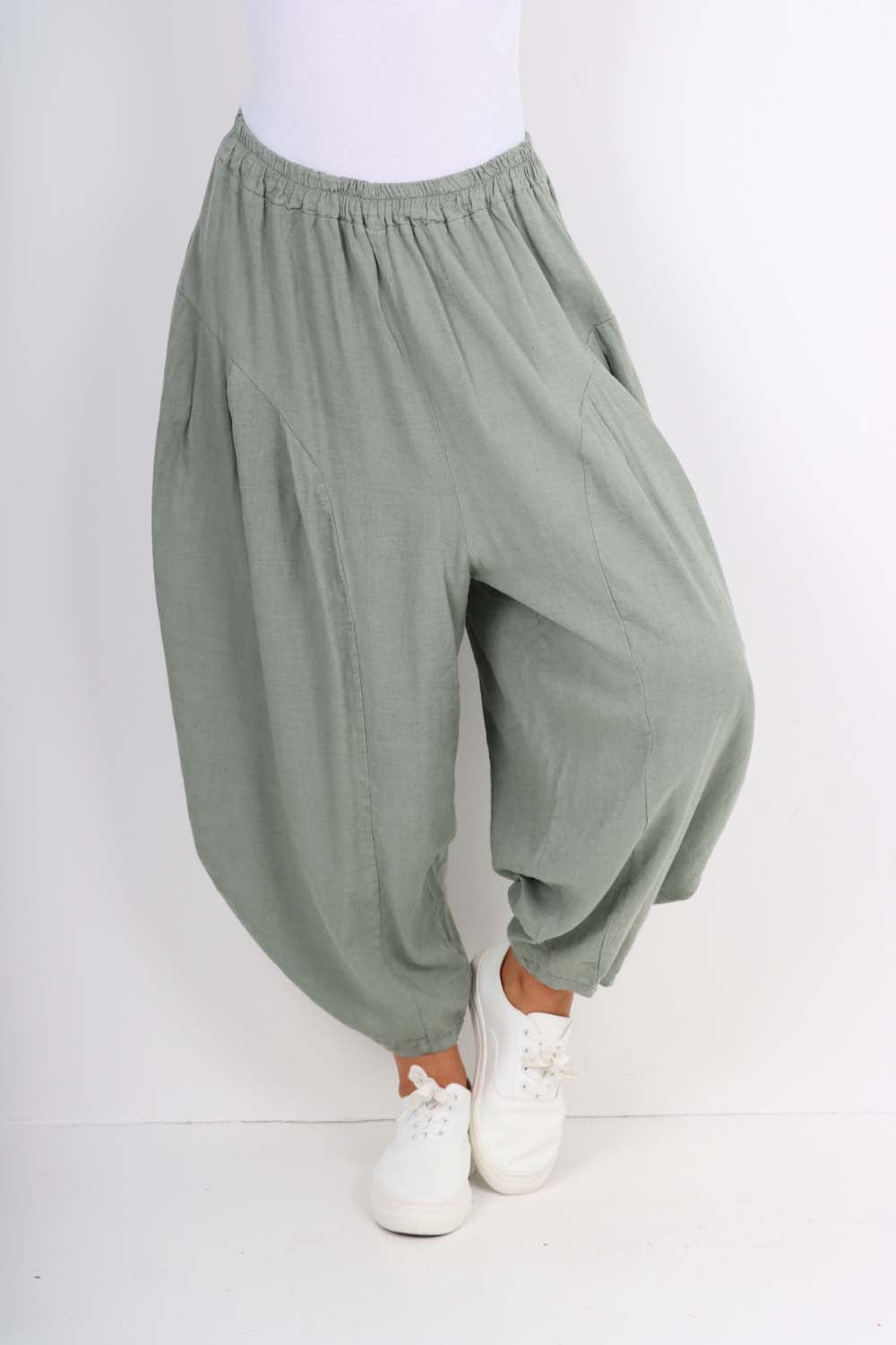 Italian Plain Linen Hareem Pants
