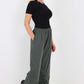 Italian Drawstring Hem Cotton Trousers With Side Pockets