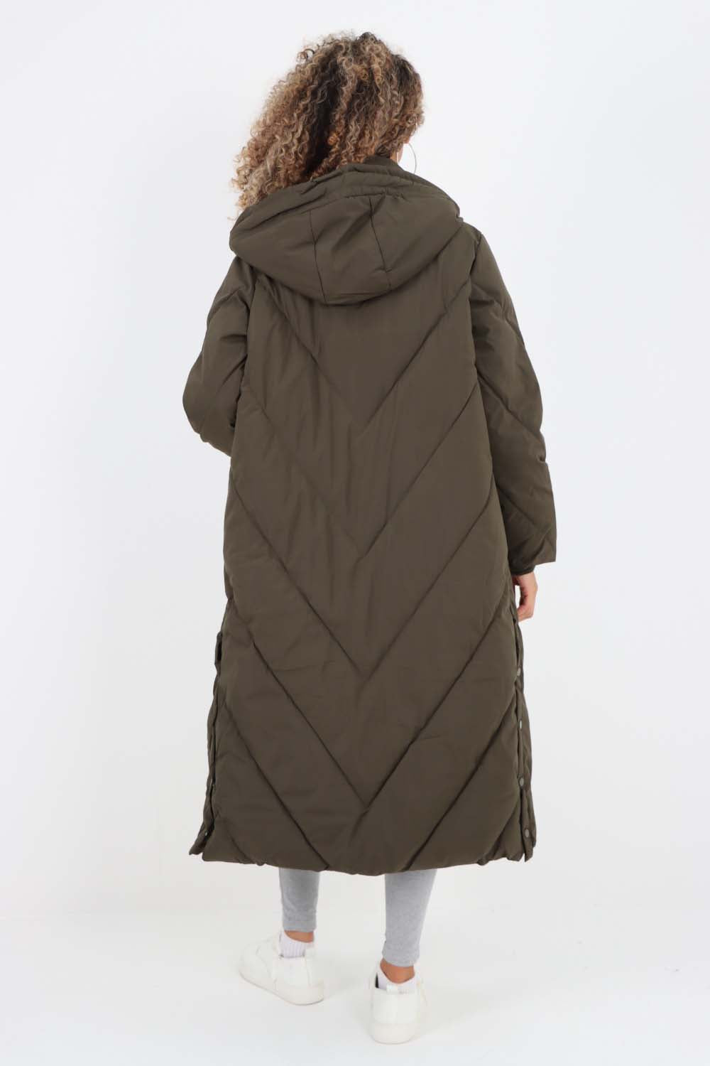 Italian Quilted Hooded Long Jacket Coat