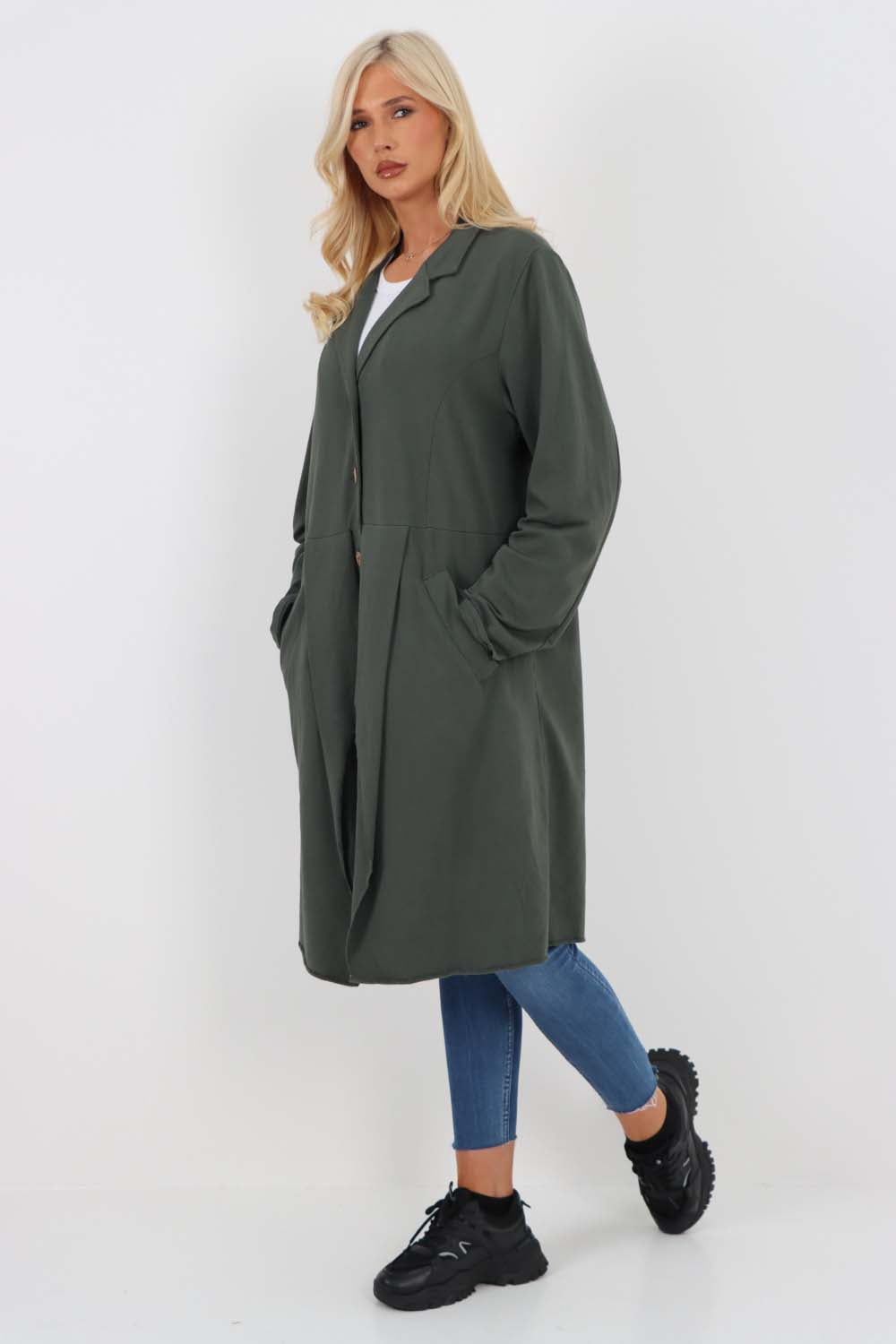 Italian Front Button Fastening Longline Cotton Cardigan