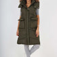 Italian Padded Pockets Hooded Long Gilet