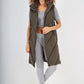 Italian Padded Pockets Hooded Zip up Long Gilet