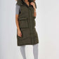 Italian Padded Pockets Hooded Long Gilet