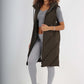 Italian Padded Pockets Hooded Zip up Long Gilet