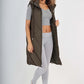 Italian Padded Pockets Hooded Zip up Long Gilet