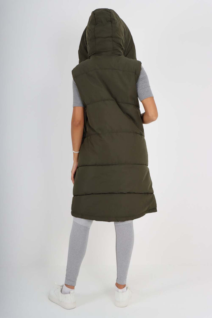 Italian Padded Pockets Hooded Long Gilet