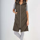 Italian Padded Pockets Hooded Zip up Long Gilet