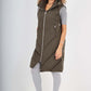 Italian Padded Pockets Hooded Zip up Long Gilet