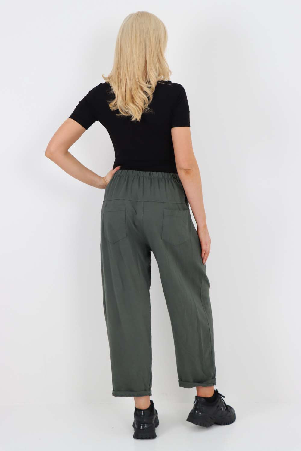 Italian Pleated Cotton Trousers With Side Pockets