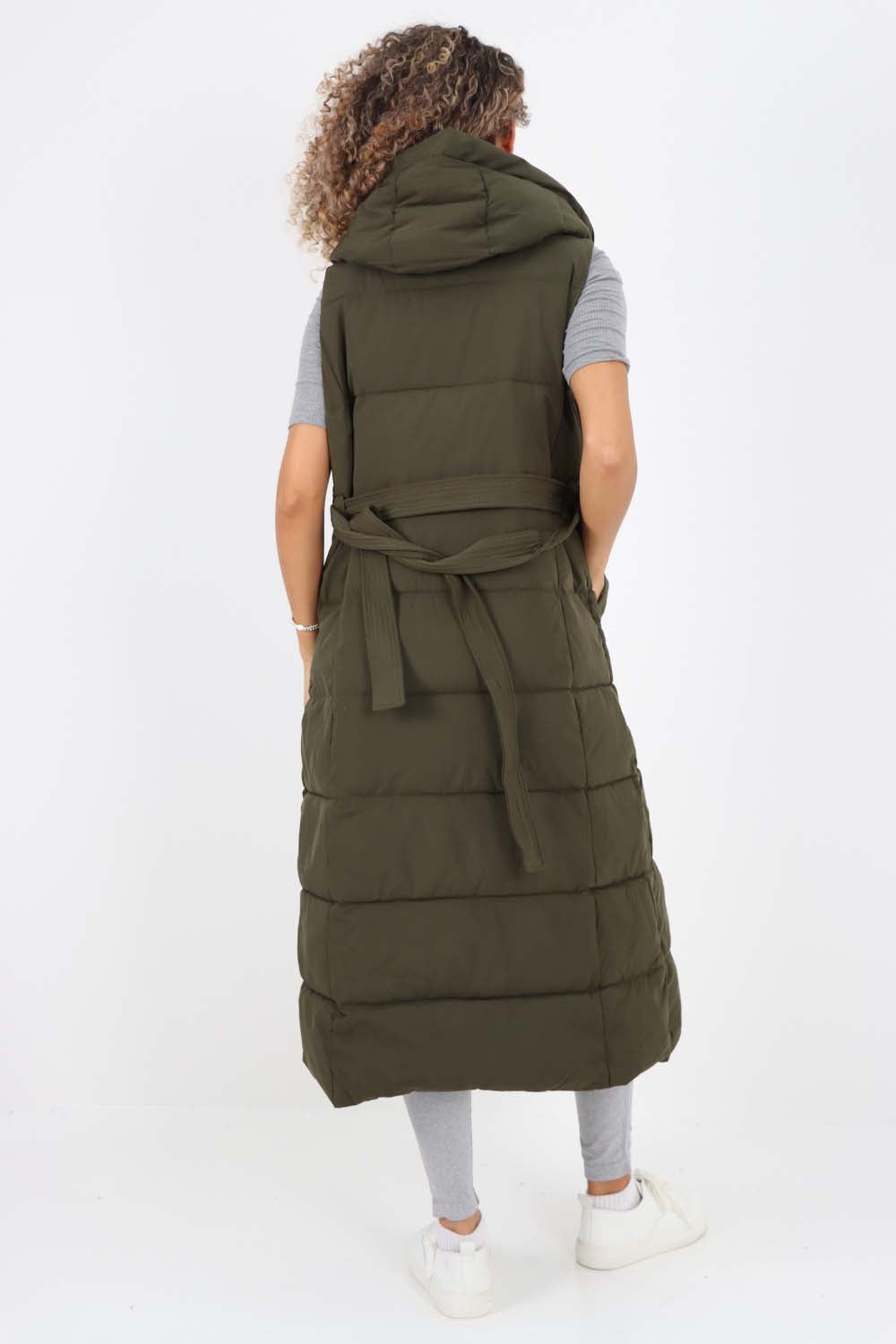 Italian Belted Hooded Long Gilet