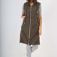 Italian Padded Pockets Hooded Zip up Long Gilet