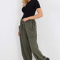 Italian Drawstring Cotton Harem Trousers With Side Pockets