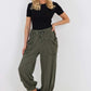 Italian Drawstring Cotton Harem Trousers With Side Pockets