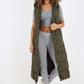 Italian Belted Hooded Long Gilet