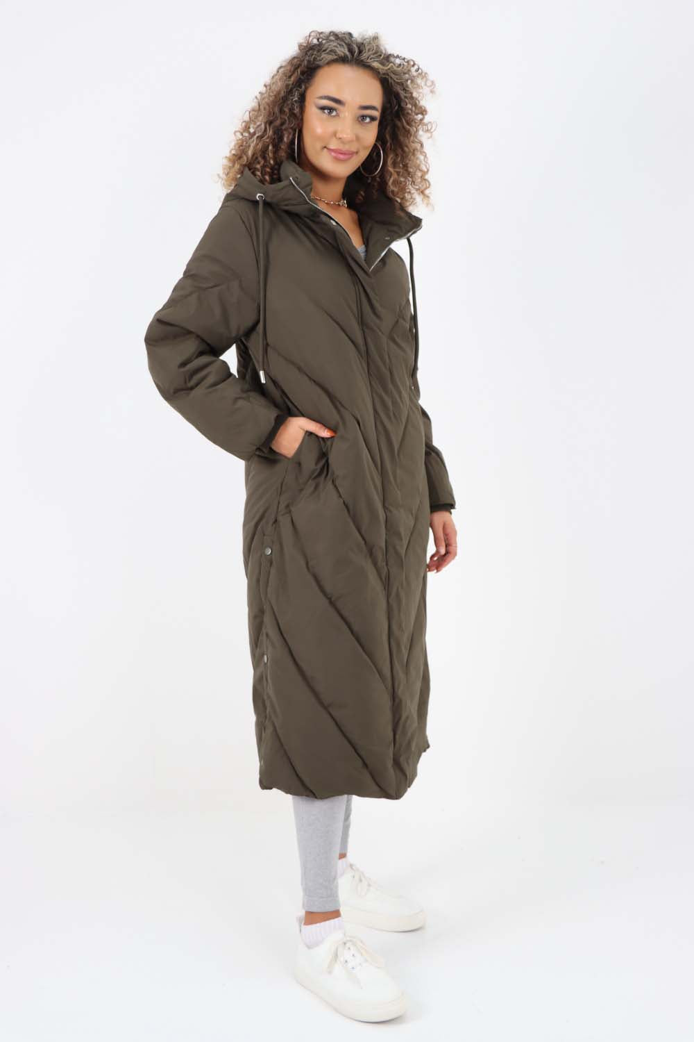 Italian Quilted Hooded Long Jacket Coat