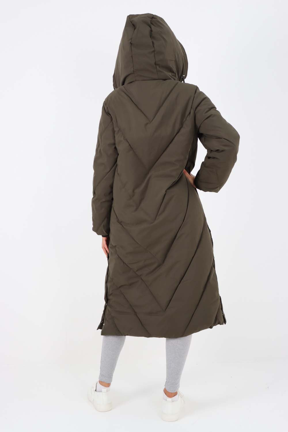 Italian Quilted Hooded Long Jacket Coat